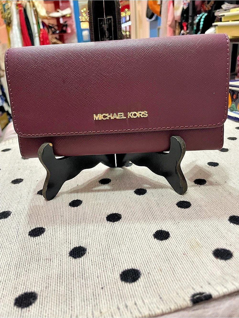 Michael Kors Jet Set Travel Saffiano Leather Carryall Wallet Purple NWT